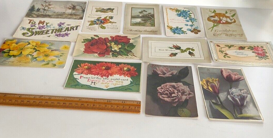 13 1908-1913 Birthday Regards Sweetheart Congratulations Easter Used Postcards