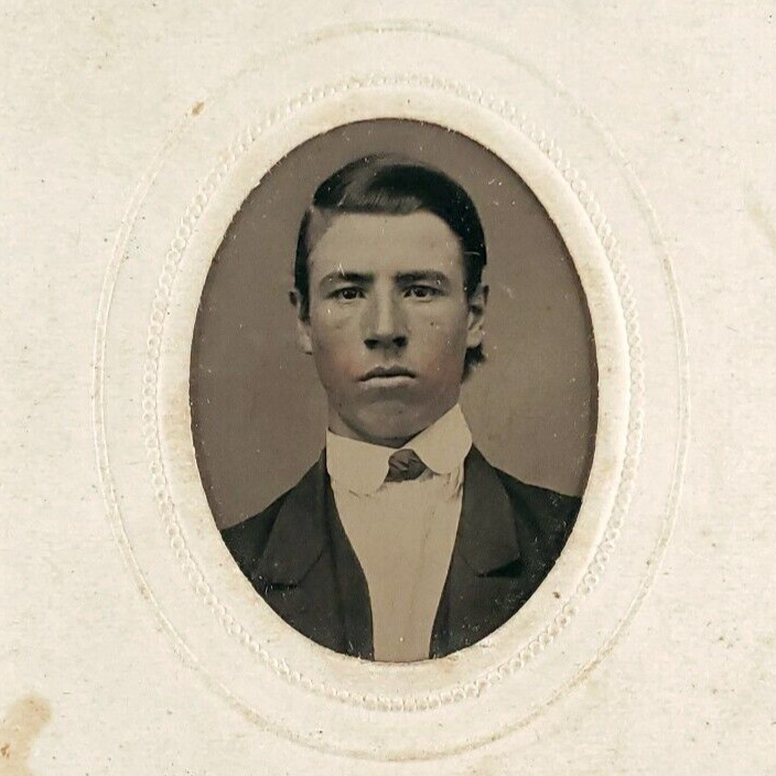 Tintype Photo Independent Young Man c1865 Antique 1/16 Plate Handsome Boy A2519