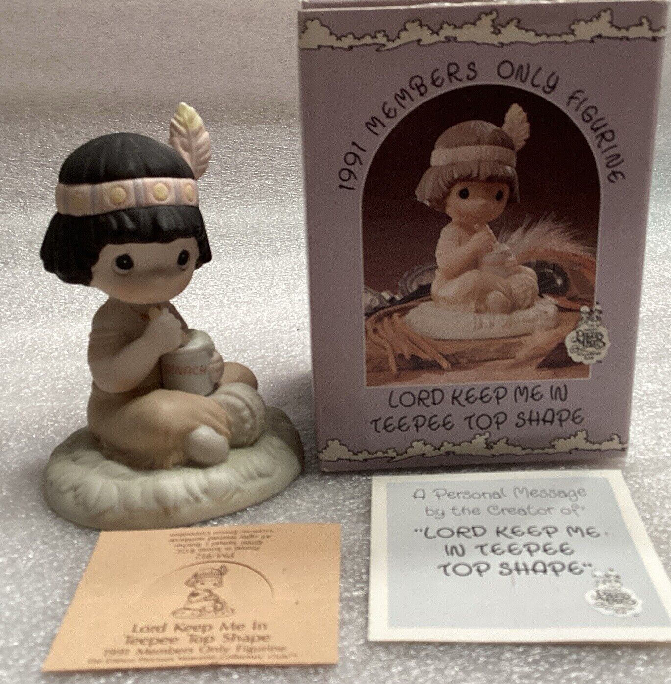 Precious Moments 1991 Members Only Figurine~PM912~little Indian~1st Mark V
