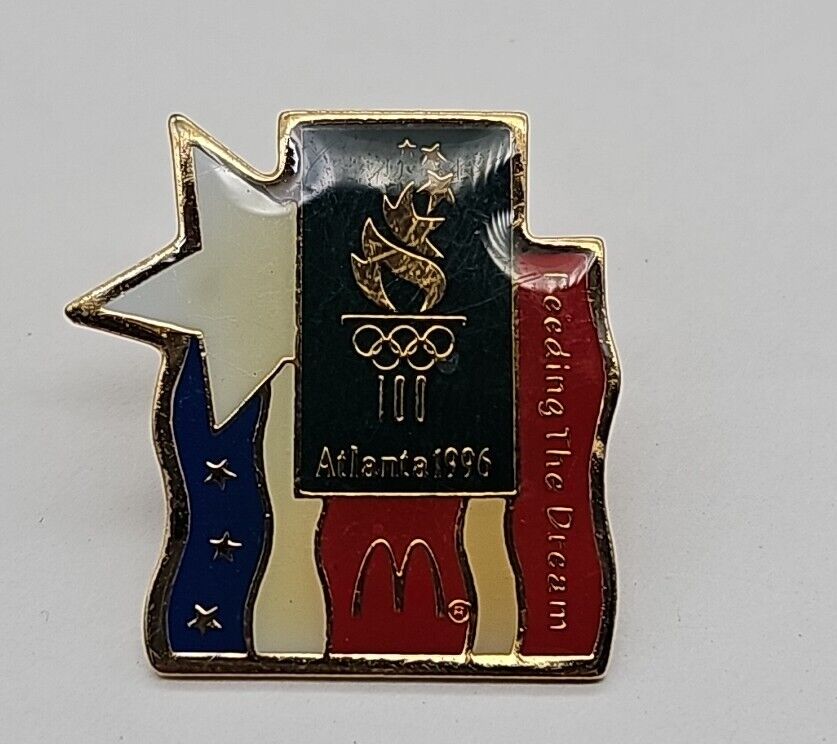 1996 Olympics Atlanta McDonalds Flag Colors Pinback Hat Pin Lapel Enameled