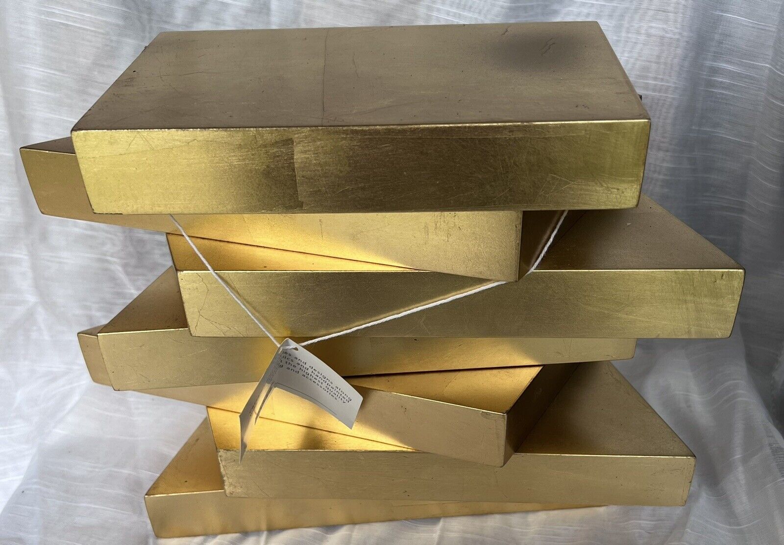 Exquisite Van Teal Sculptured Stacked Gold Bars Heavy Floating Shelf