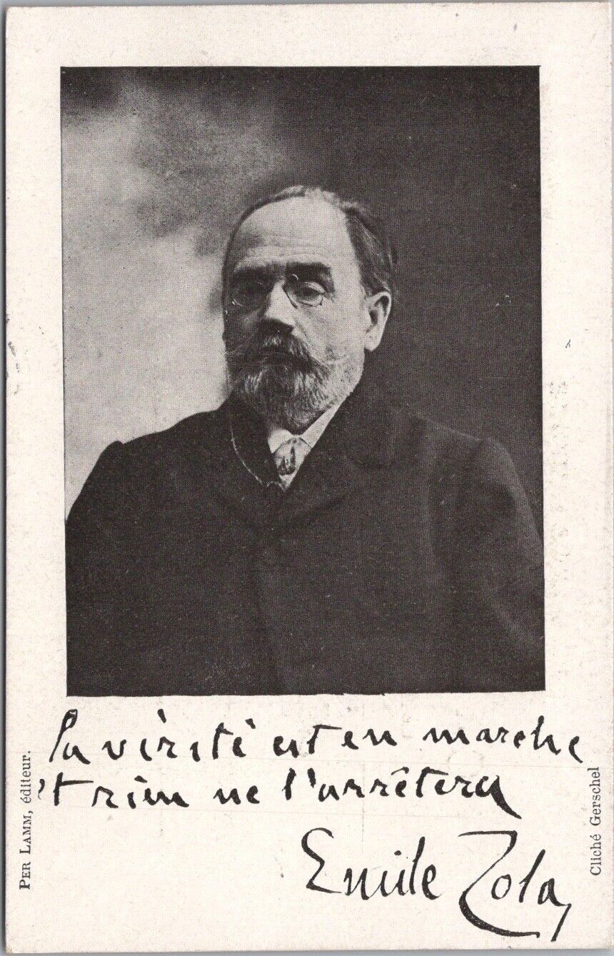 Vintage JUDAICA Jewish Postcard DREYFUS AFFAIR Emile Zola Portrait / 1902 Cancel