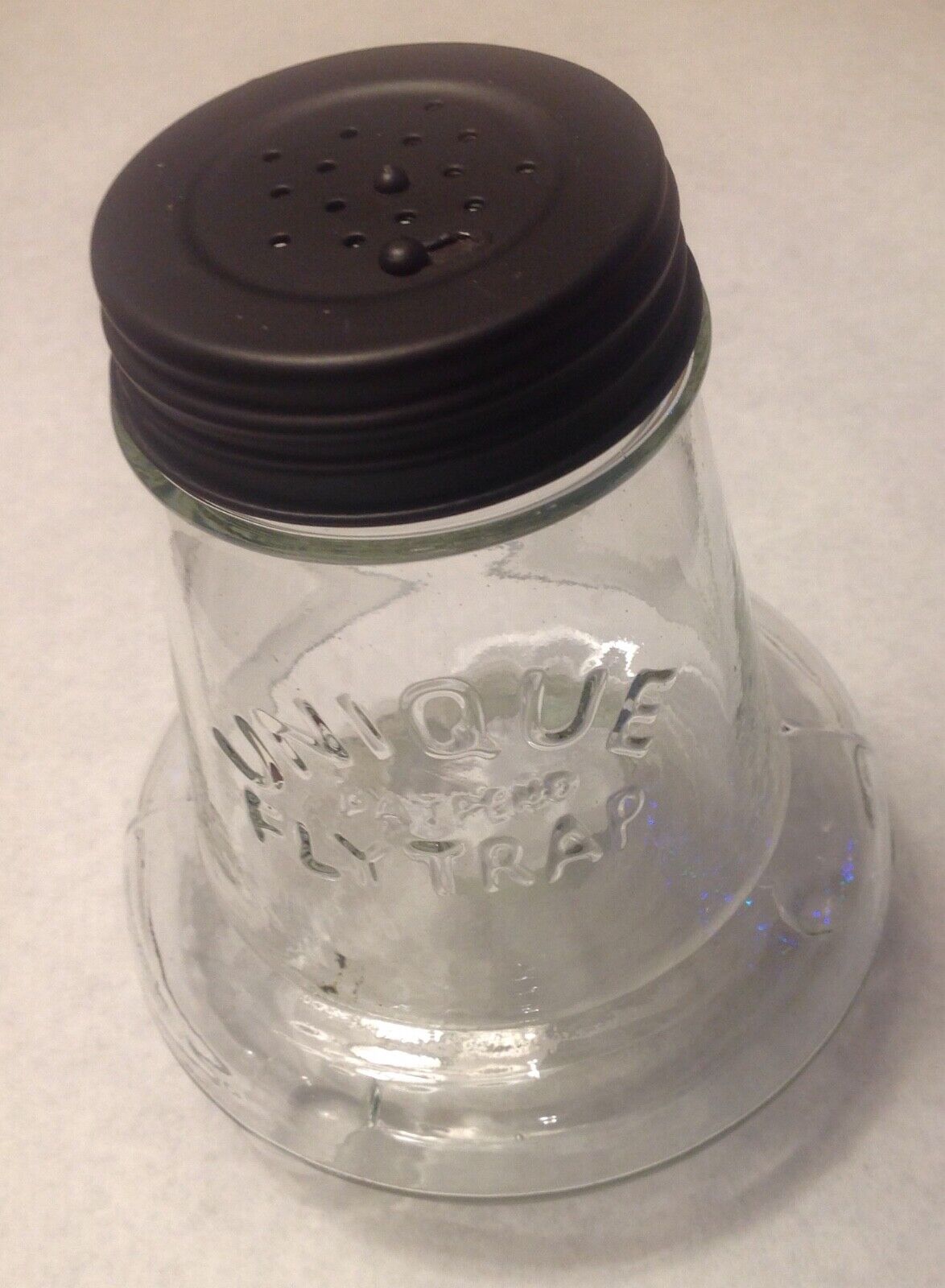 Vintage Antique UNIQUE PATEND FLY TRAP Glass Jar Bug insect Catcher