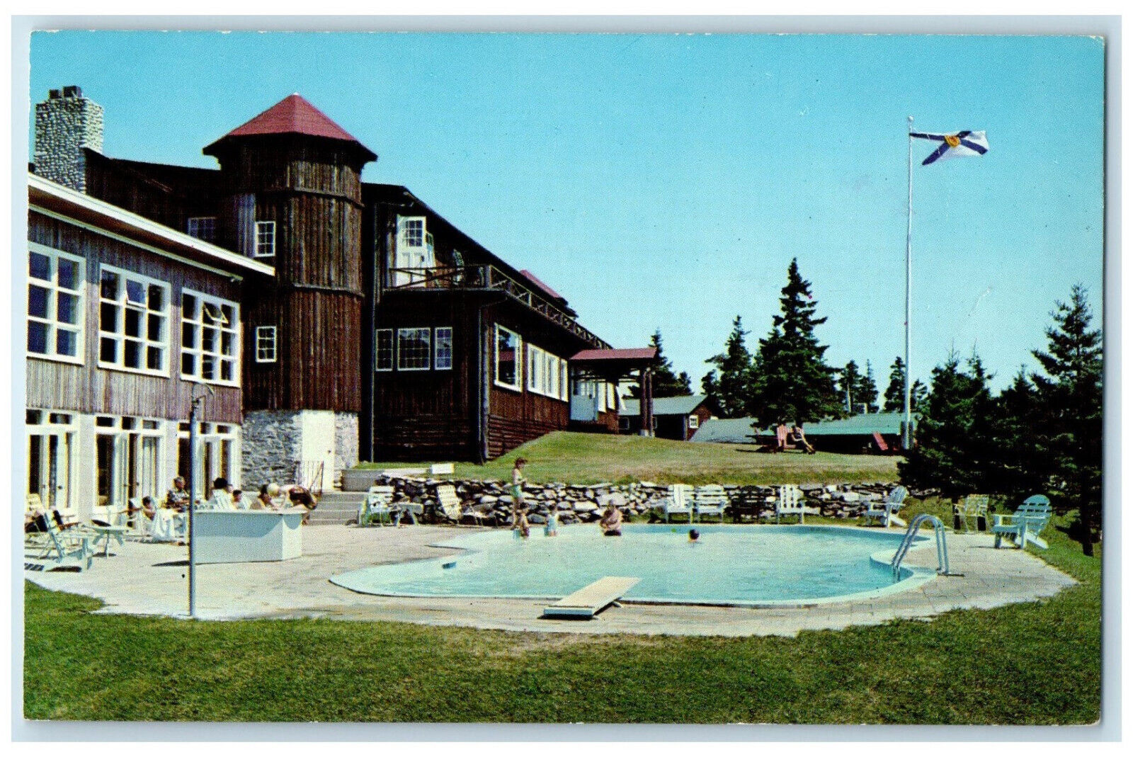 c1950's Salt Water Swimming Pool White Point Beach Lodge NS Canada Postcard