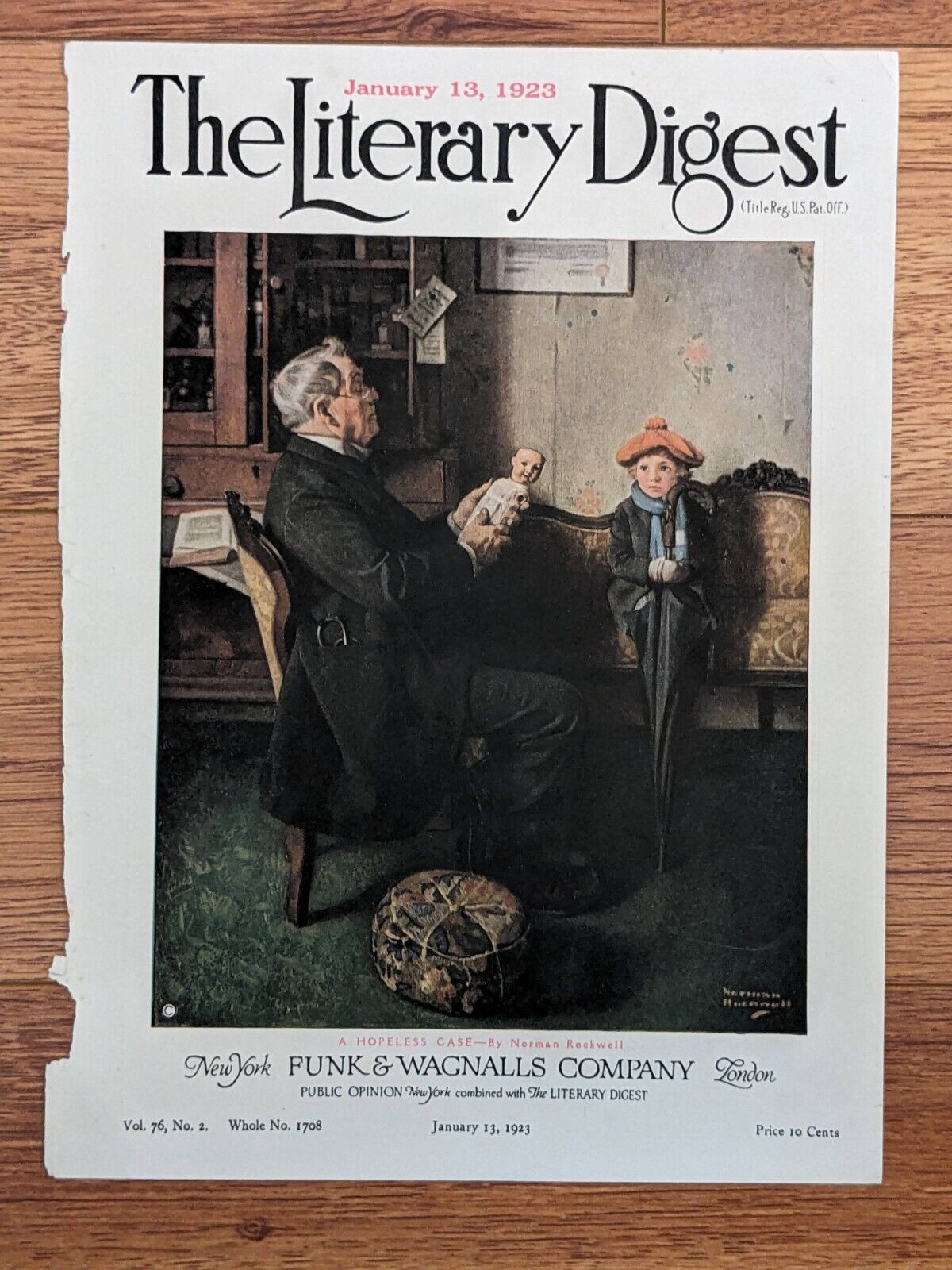 January 13 1923 Literary Digest COVER ONLY Norman Rockwell Congoleum ad on back