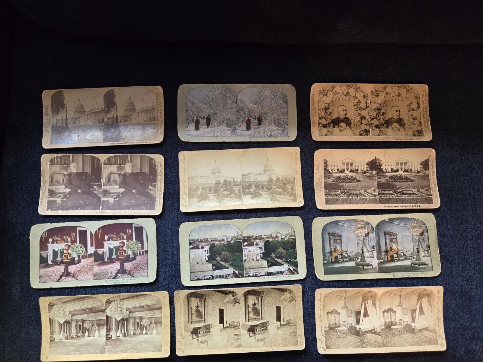 Lot Of 12 Antique Stereoscope Cards White House President McKinley Photographs