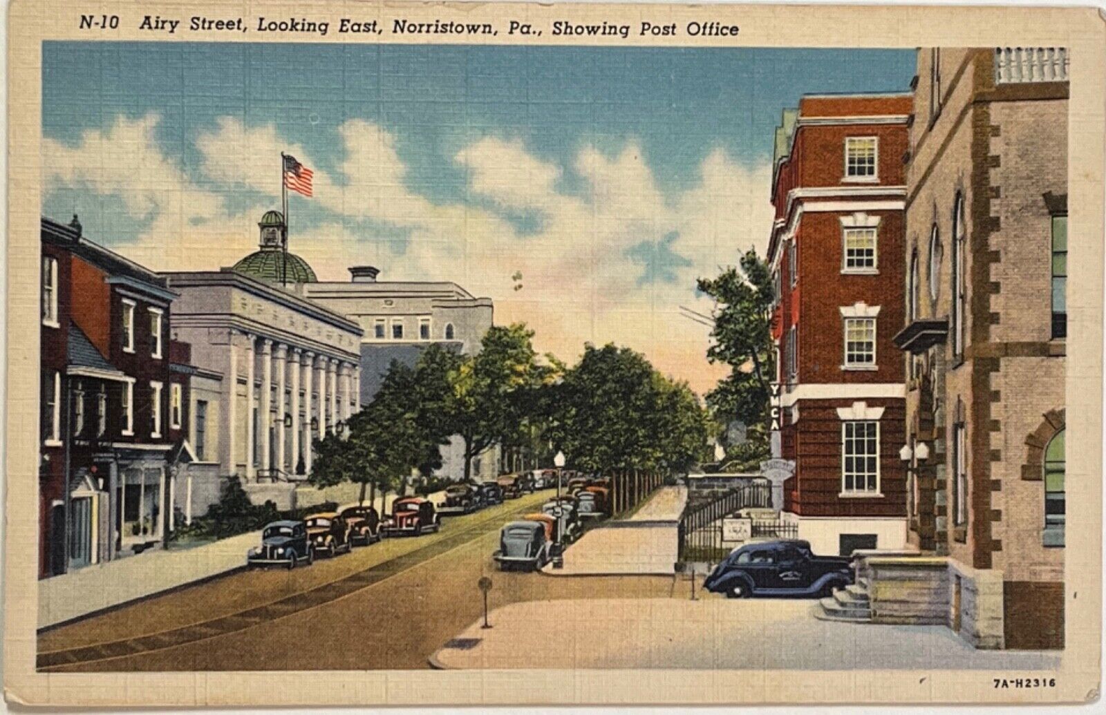 Norristown Airy Street Post Office Pennsylvania Postcard c1930