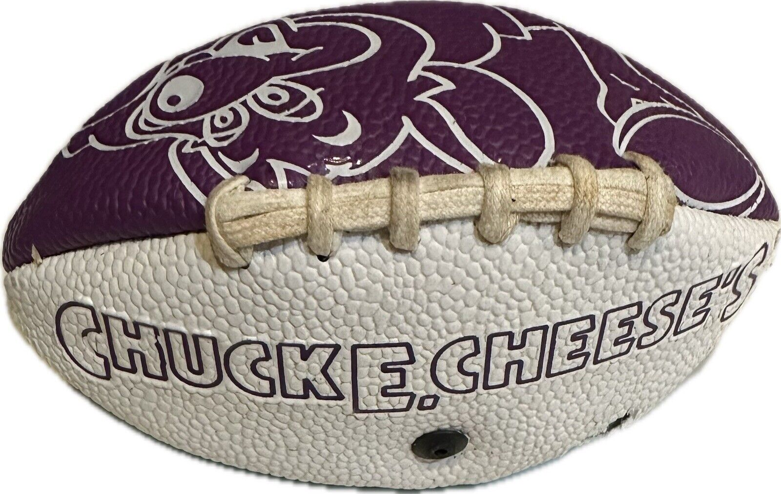 VTG 1990’s CHUCK E CHEESE’s FLAWED FOOTBALL PURPLE GREEN TEAL WHITE COLLECTIBLE
