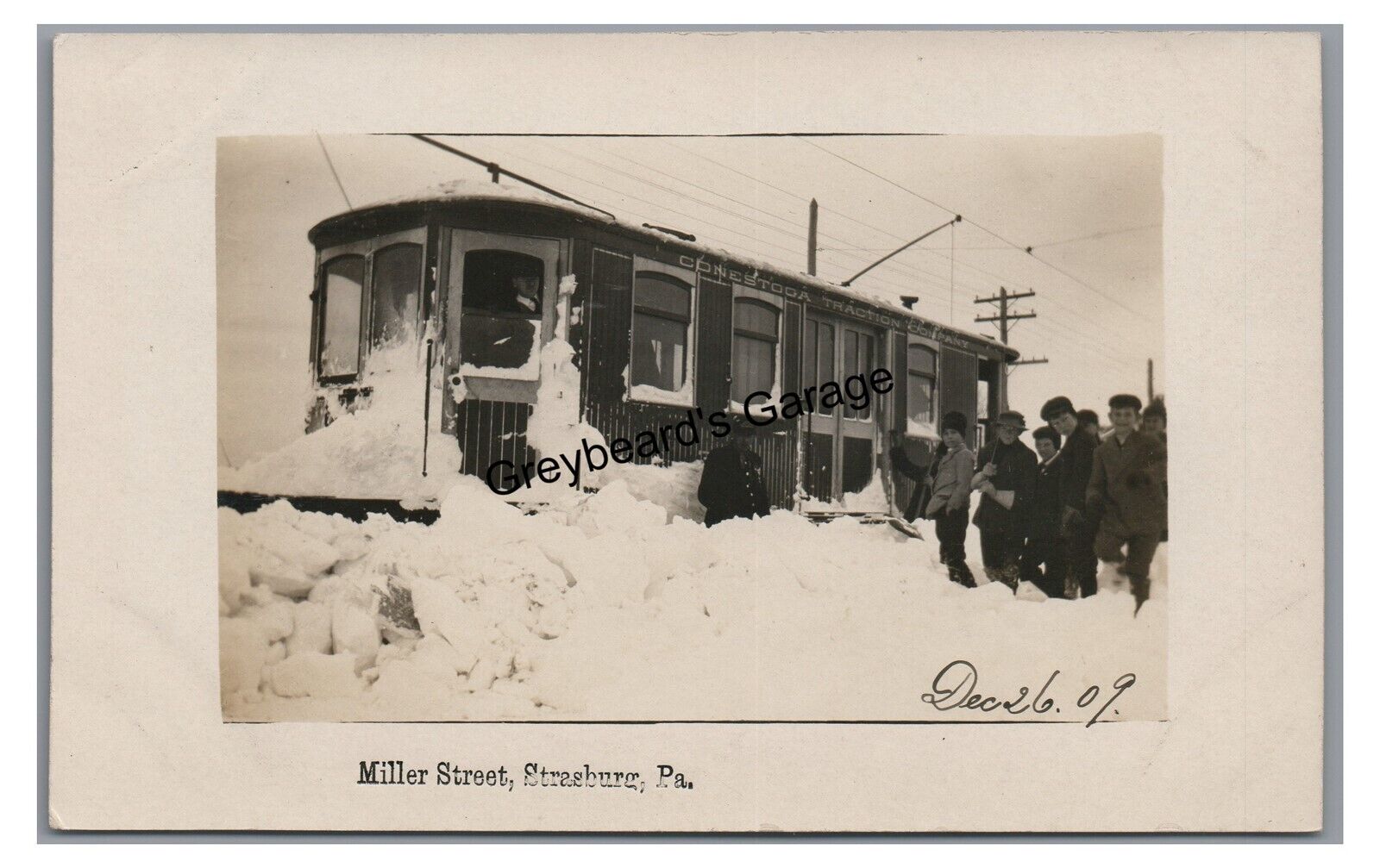 RPPC Conestoga Trolley STRASBURG PA Lancaster County 1909 Real Photo Postcard
