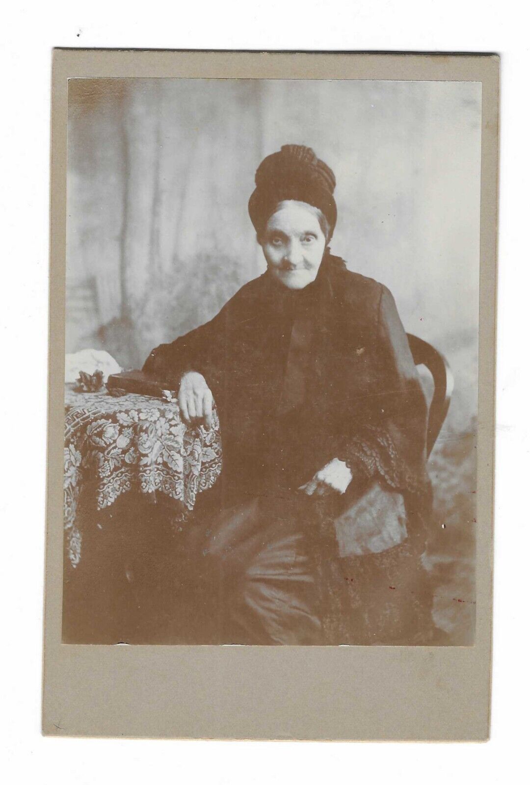 Antique Photo Older Woman Black Hat Cabinet Card 1880s