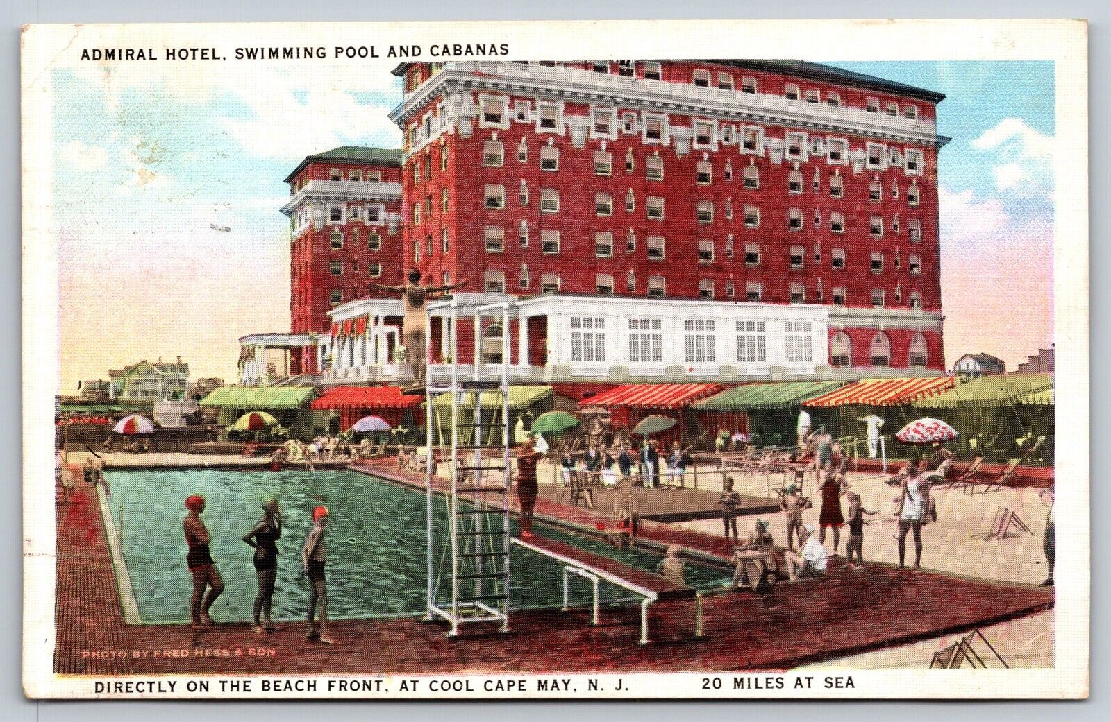 Postcard Admiral Hotel Swimming Pool and Cabanas Cape May New Jersey