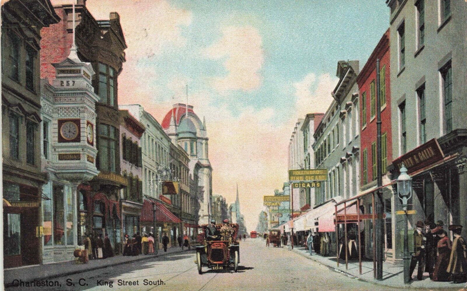 SC-Charleston, South Carolina-View on King Street-Old Car 1908.