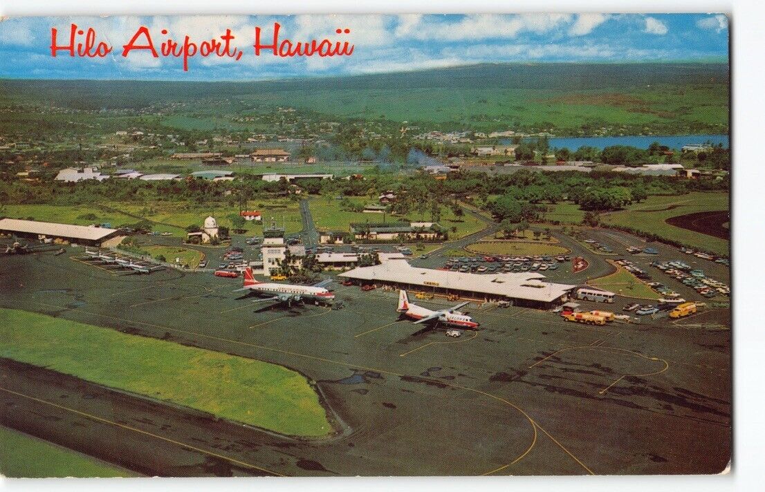 1960s Hawaiian Airlines~Island of Hawaii~HILO AIRPORT Roberts Postcard C18824-HC