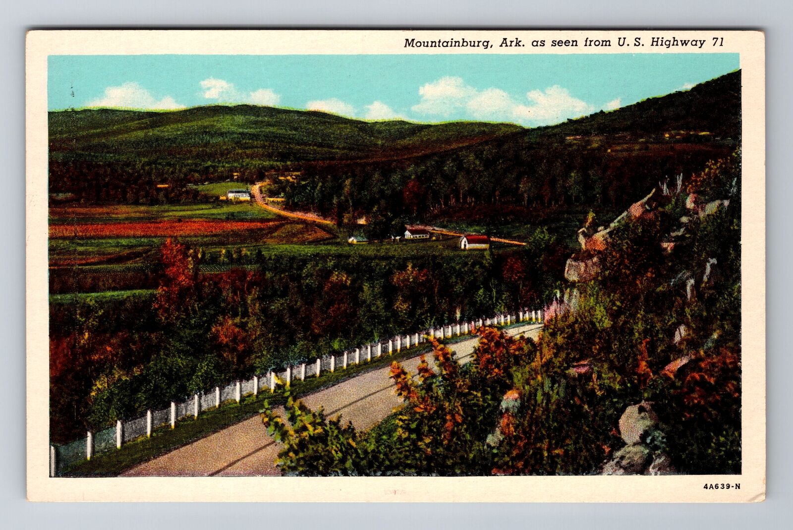 Mountainburg AR-Arkansas, US Highway 71, Antique, Vintage Souvenir Postcard