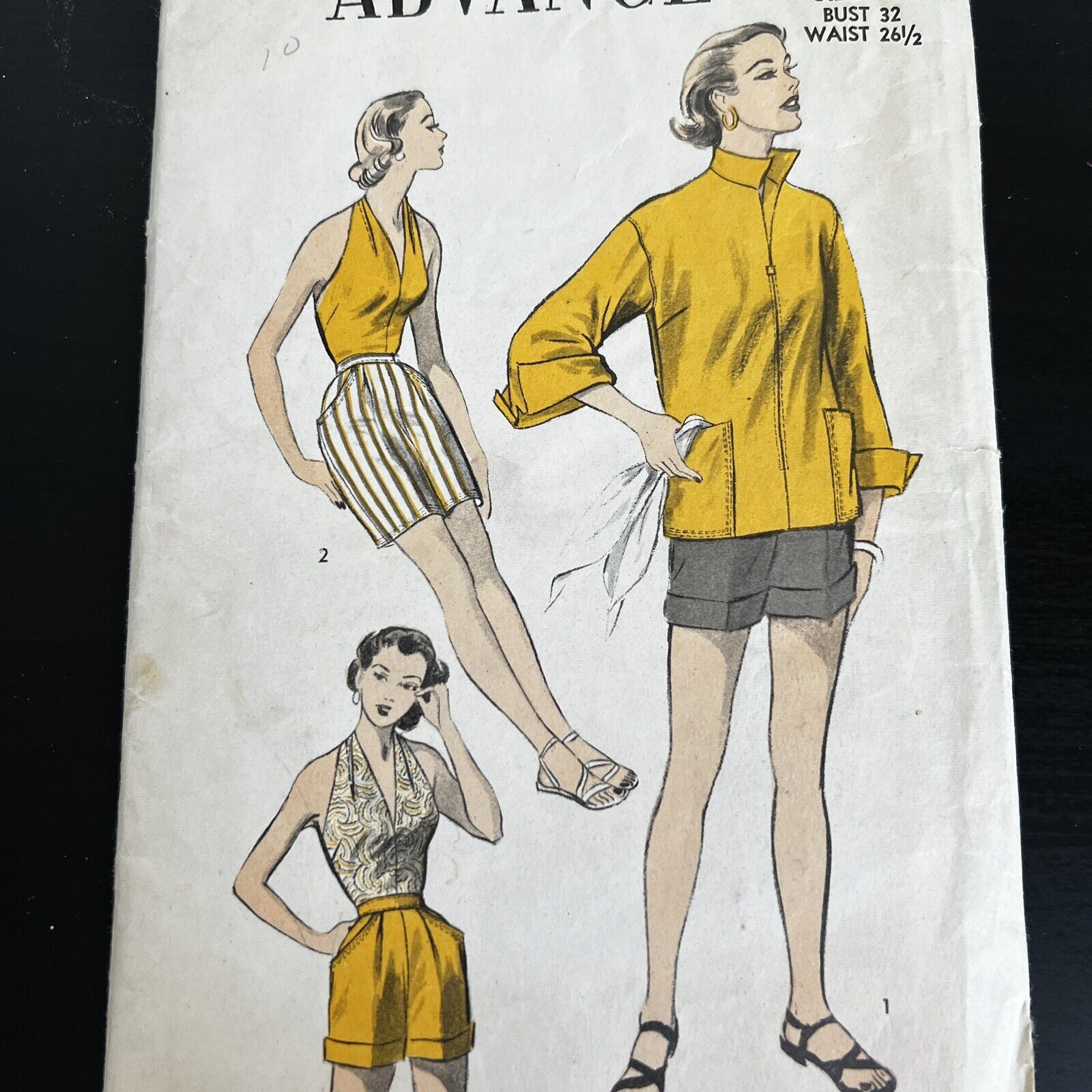 Vintage 1950s Advance 6105 Halter Shorts + Beach Jacket Sewing Pattern 14 USED