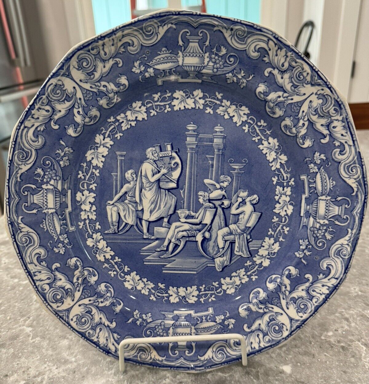 Antique 1849 J Clemenston Classical Antiquities Transferware 10.5” Dinner Plate