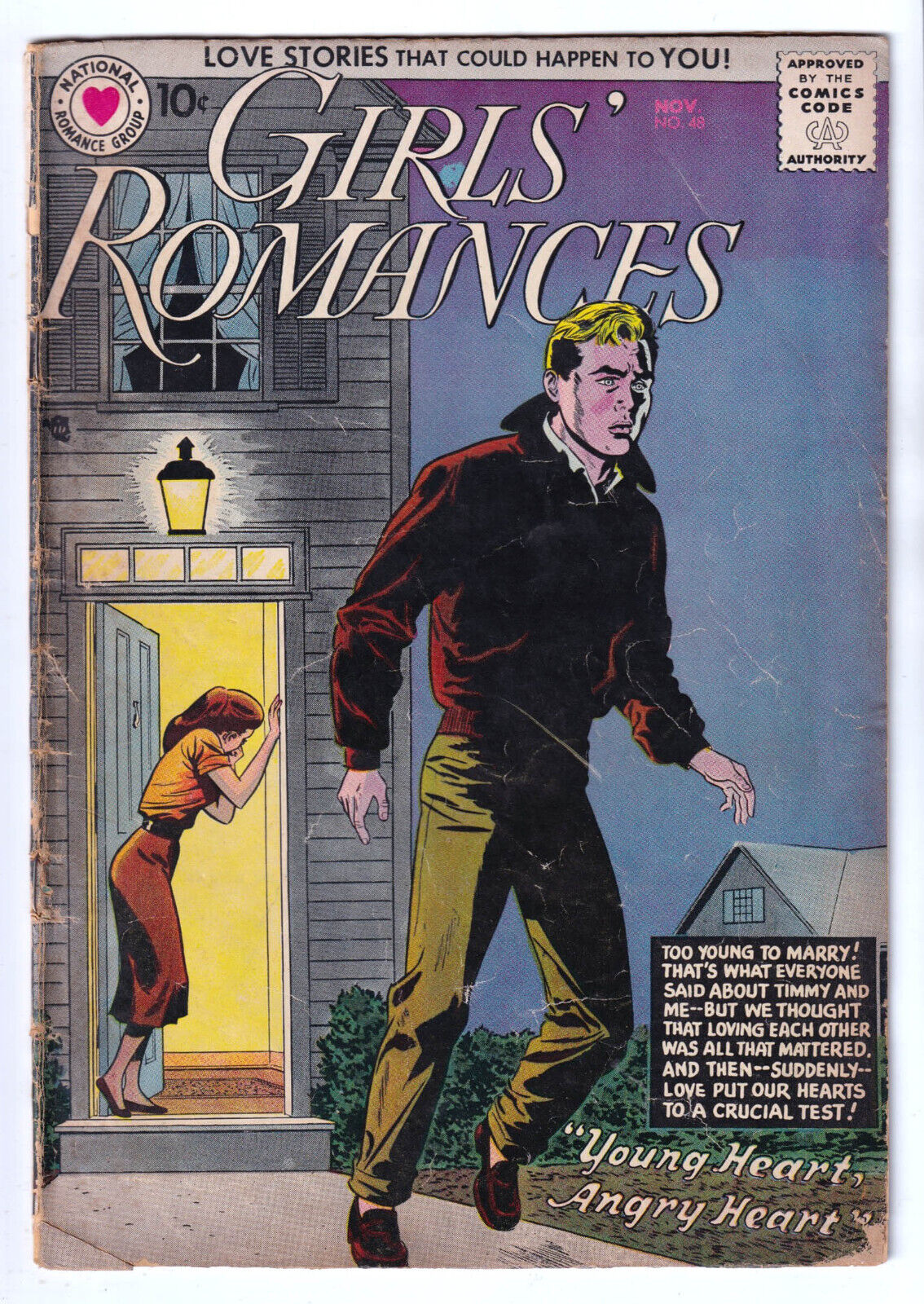GIRLS\' ROMANCES 48 (1957 DC) Moody Night C; VG 4.0