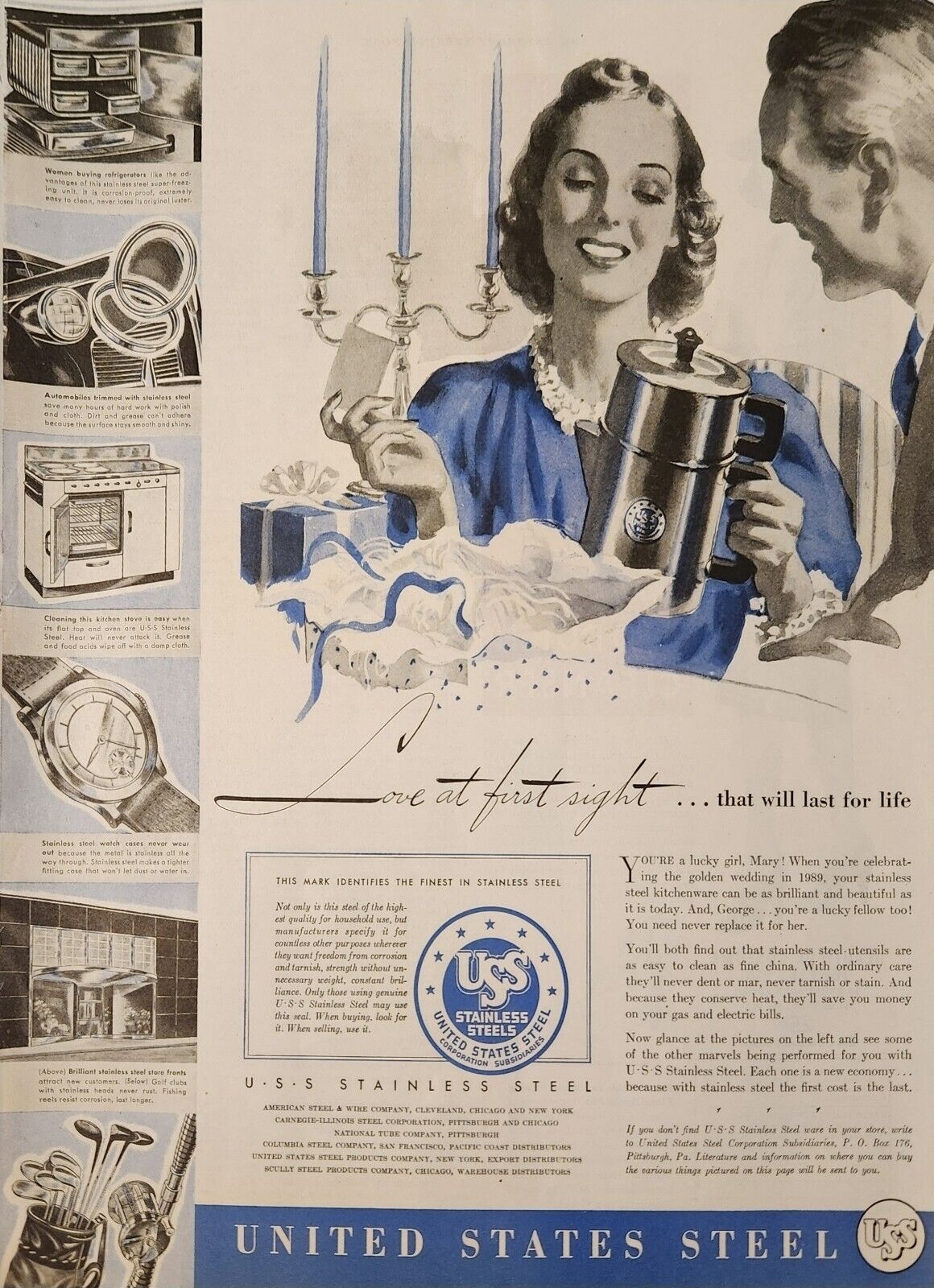 1939 United States Steel Vintage Ad Love first sight that will last for life SEP
