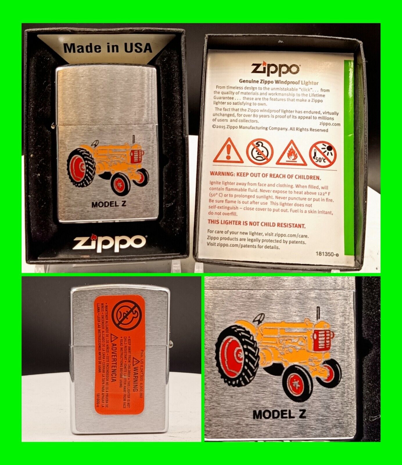 Rare Sealed Vintage Minneapolis Moline Model Z Tractor Zippo Lighter In The Box 