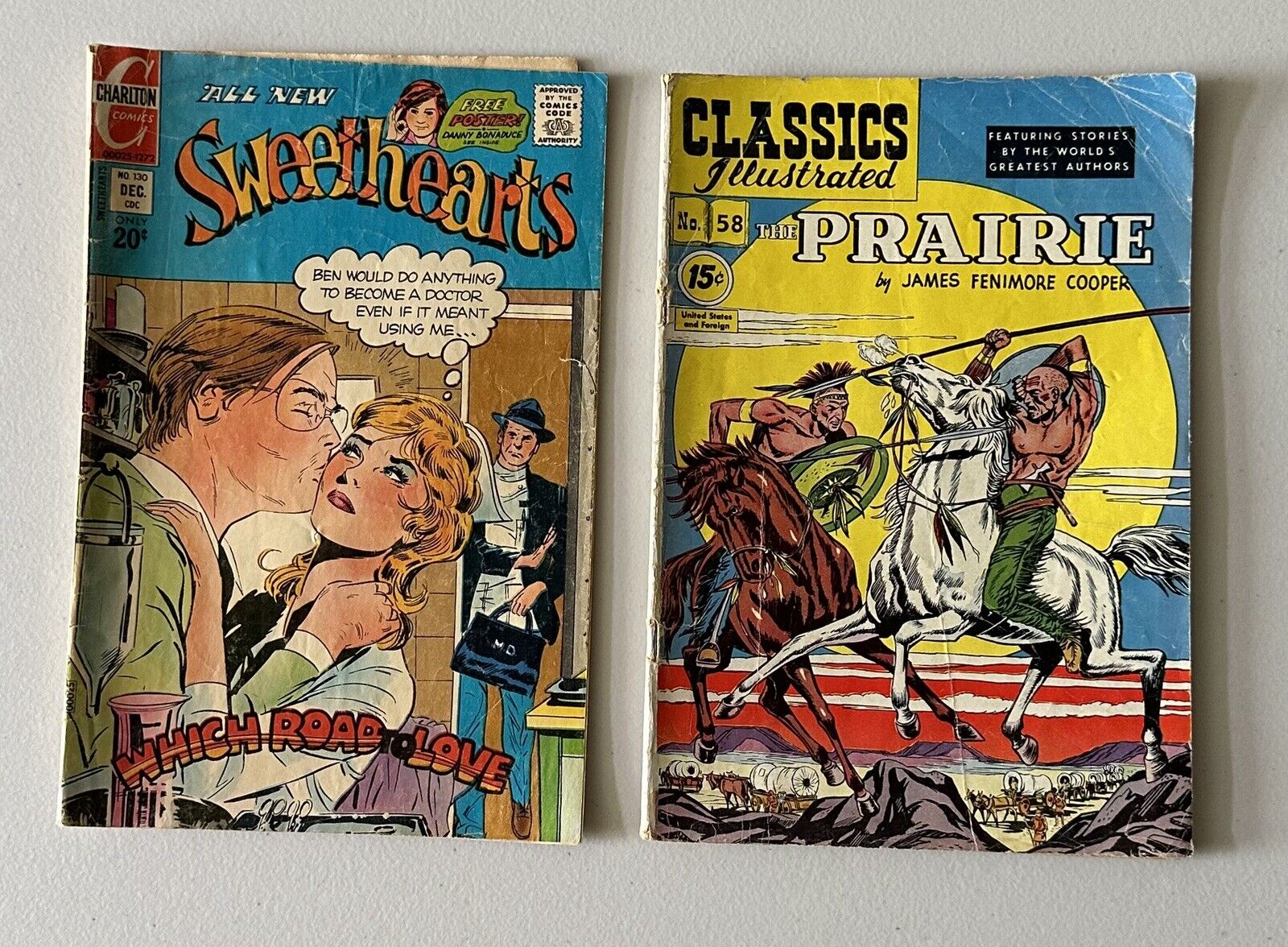 1949 & 1972 Comic Charlton Sweethearts #130 Illustrated Classics the Prairie #58
