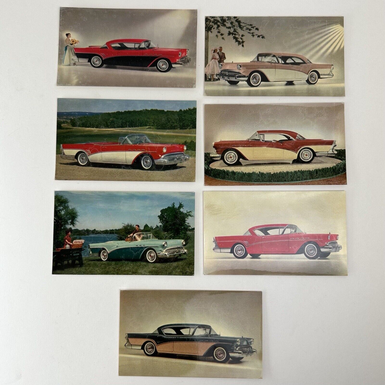 Vtg 1957 Buick Postcard Lot of 7 Special Model 46-C 56-R 53 66-R Riviera UNUSED
