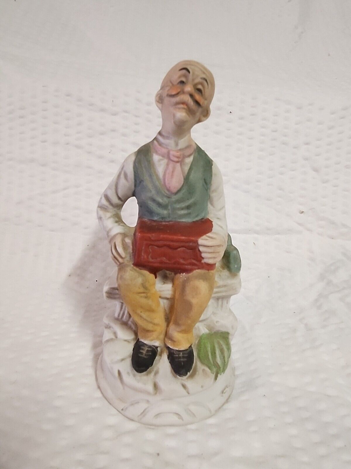 Porcelain Figurine of Old Man Sitting on a Bench ~ 3\
