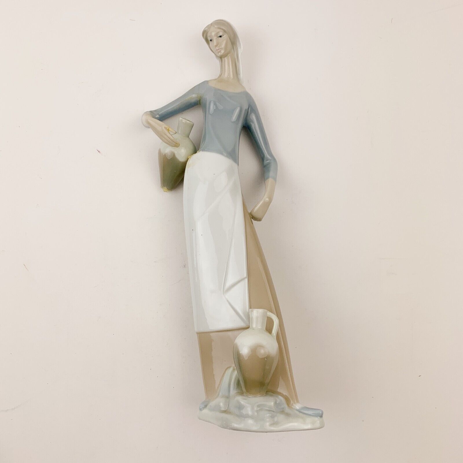 Vintage Nao by Lladro Woman With Jugs Ceramic Figurine Statue Art BROKEN REPAIR