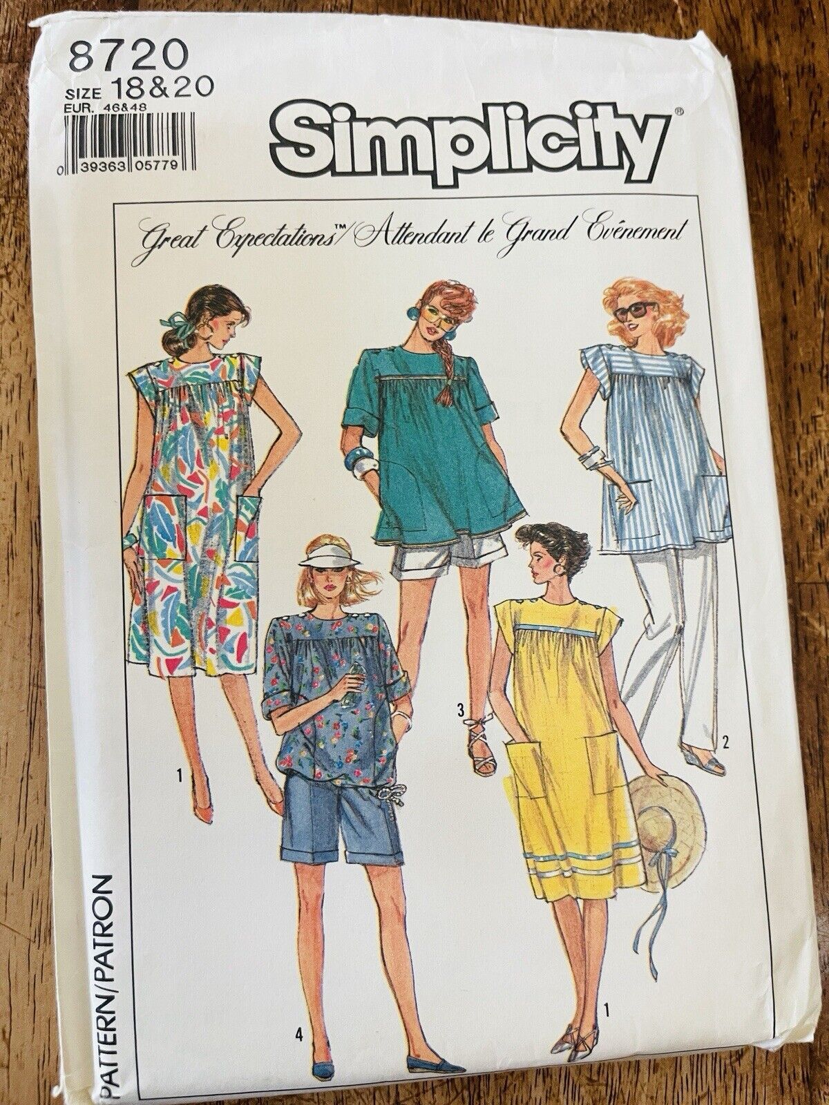 Vintage Simplicity Pattern 1980\'s Maternity Pullover Dress #8720 UNCUT Sz 18-20