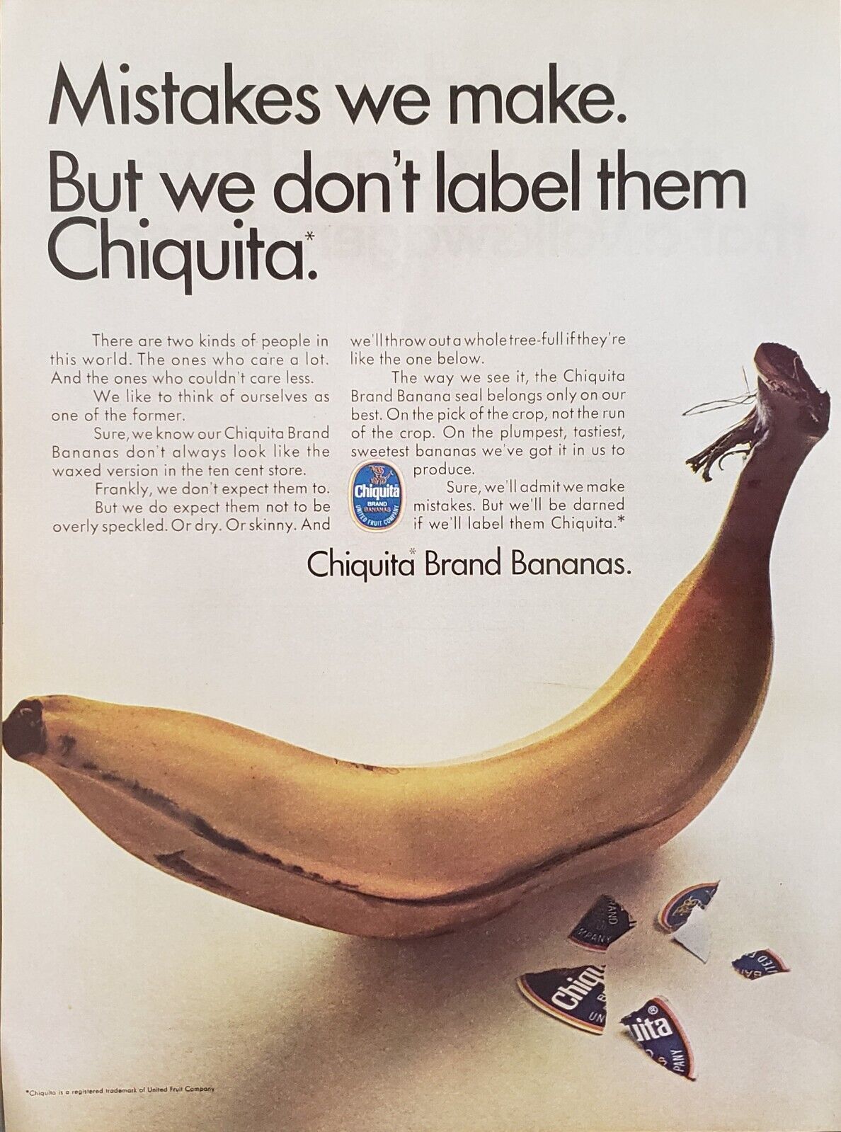 1966 Chiquita Bananas Seal Only Belongs On The Best Print Ad