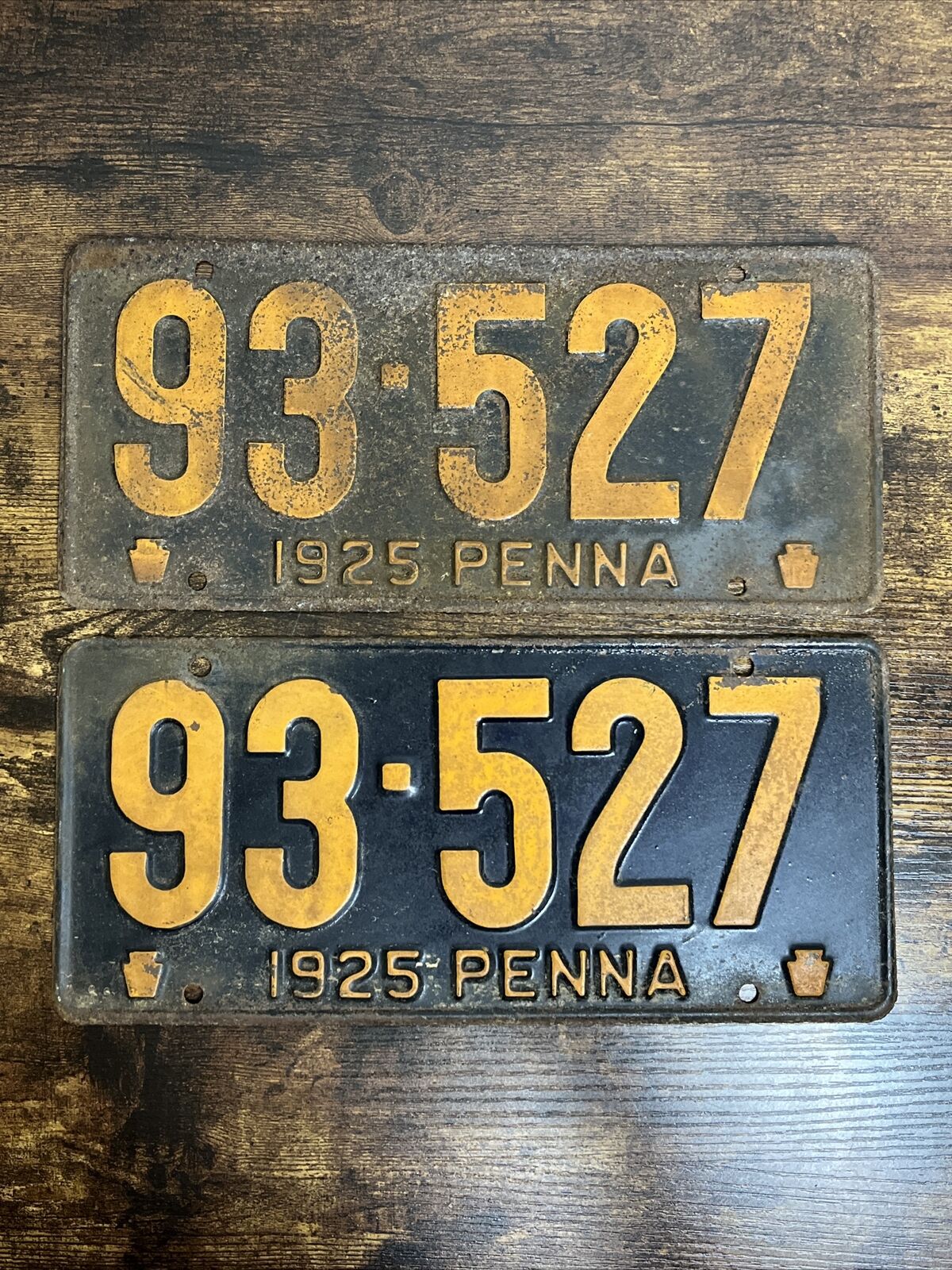 Vintage 1925 Pennsylvania PENNA Pair Chevy Ford License Plates # 93-527