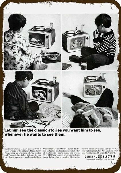 1966 GE SHOW-\'N-TELL PHONO-VIEWER Vintage-Look **DECORATIVE REPLICA METAL SIGN**