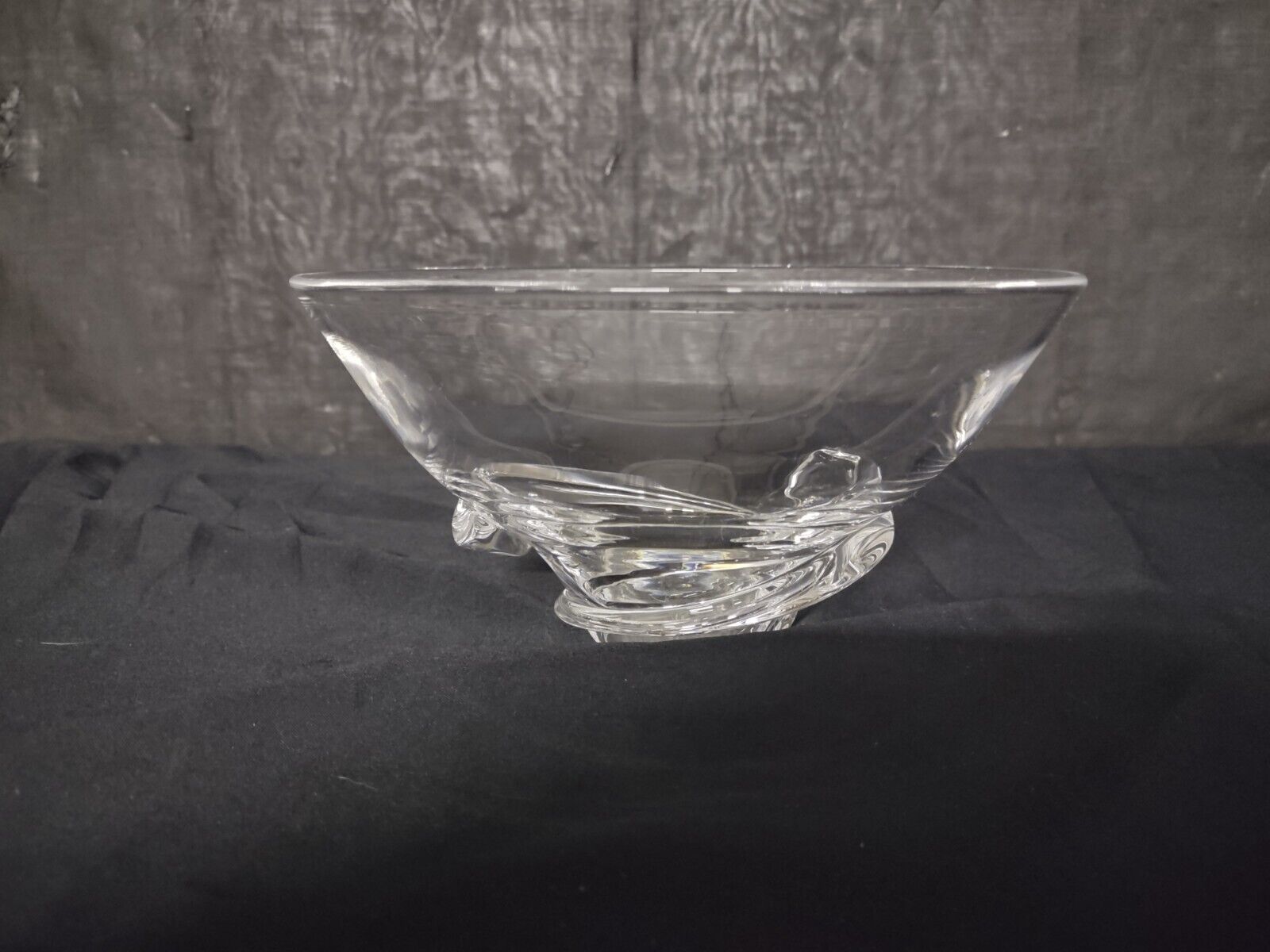 Vintage Crystal Steuben Art Glass Swirl Footed Bowl  7 1/4\