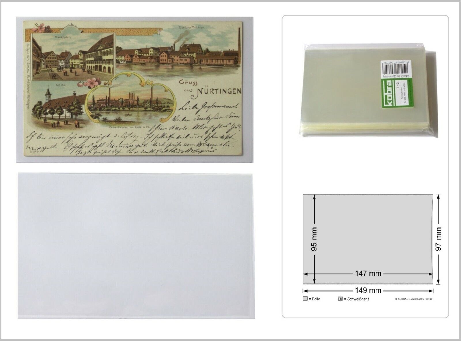 Postkartenhüllen Ansichtskartenhüllen Old Format 3 13/16x5 7/8in KOBRA