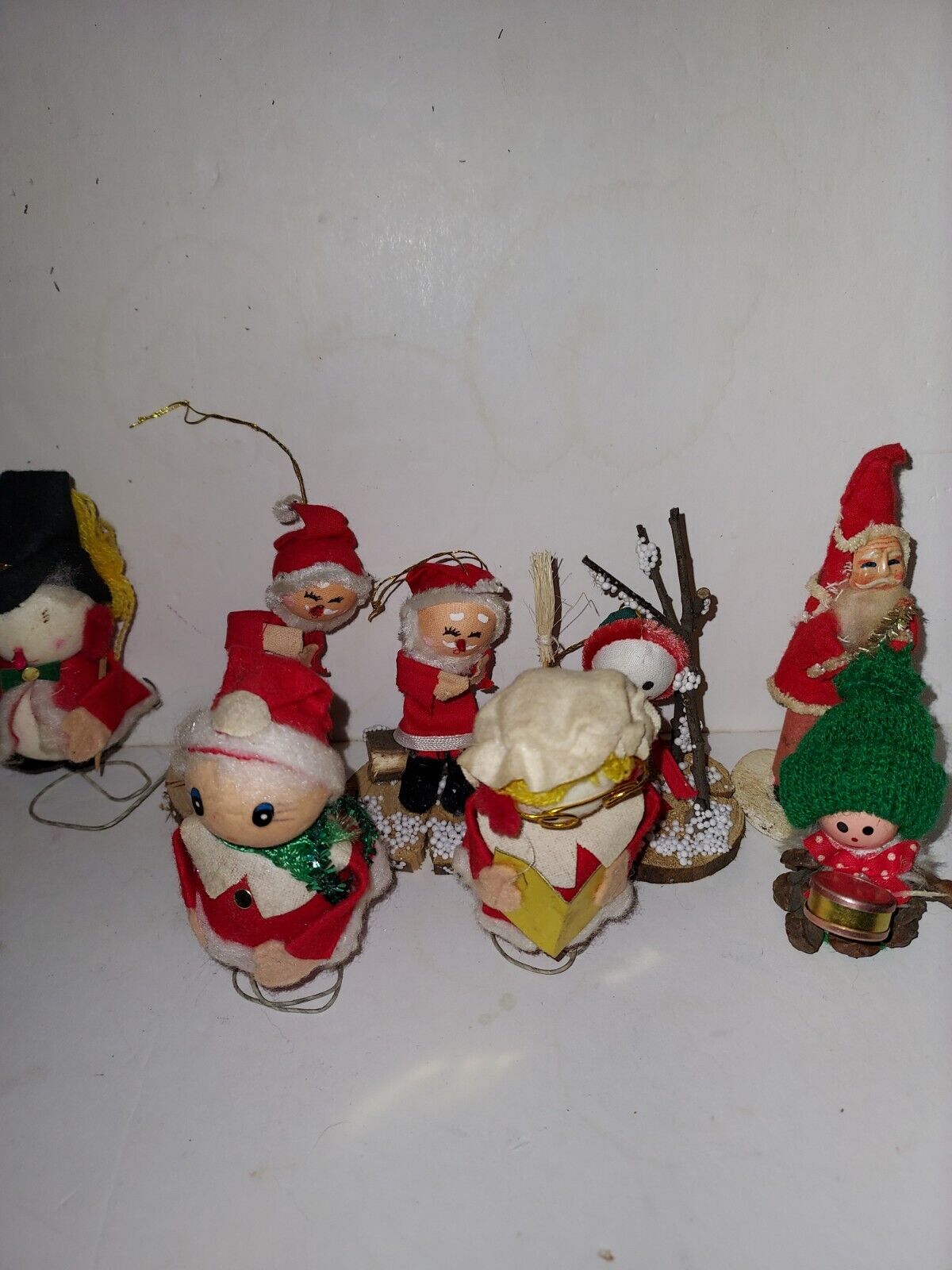 8 Vintage Snowman/Santa Wooden Base. Spring Base Christmas Ornaments Styrofoam 