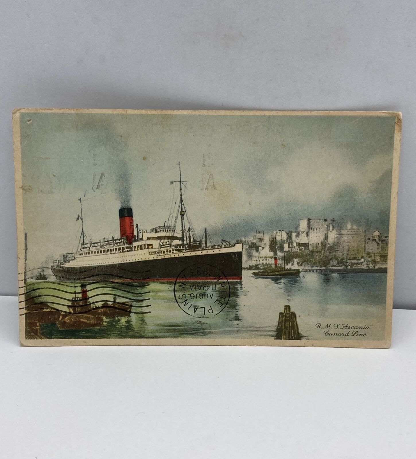 Old Vintage - RMS ASCANIA - STEAMSHIP POSTCARD - CUNARD Line Posted 1933
