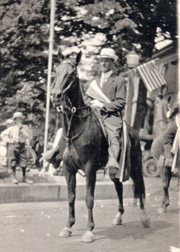 Patriotic American Flag Horse Mounted Equestrian Parade RPPC Real Photo Postcard