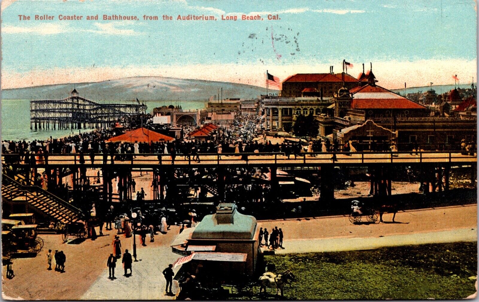 Postcard The Roller Coaster and Bathhouse in Long Beach, California~137131