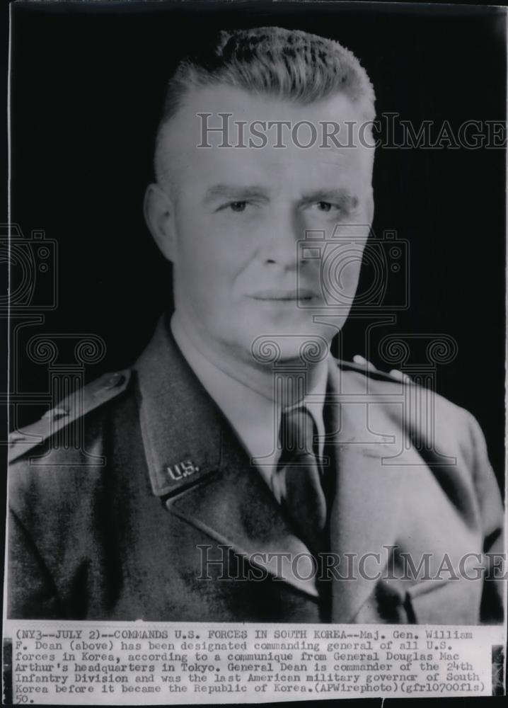 1950 Wire Photo Maj. Gen. Dean, Commanding General of all U.S. forces in Korea