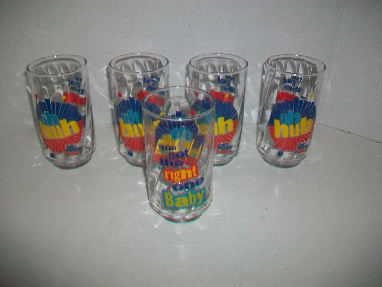 5 Vintage Libby Diet Pepsi Glasses Uh-Huh Ray Charles You Got the Right One Baby
