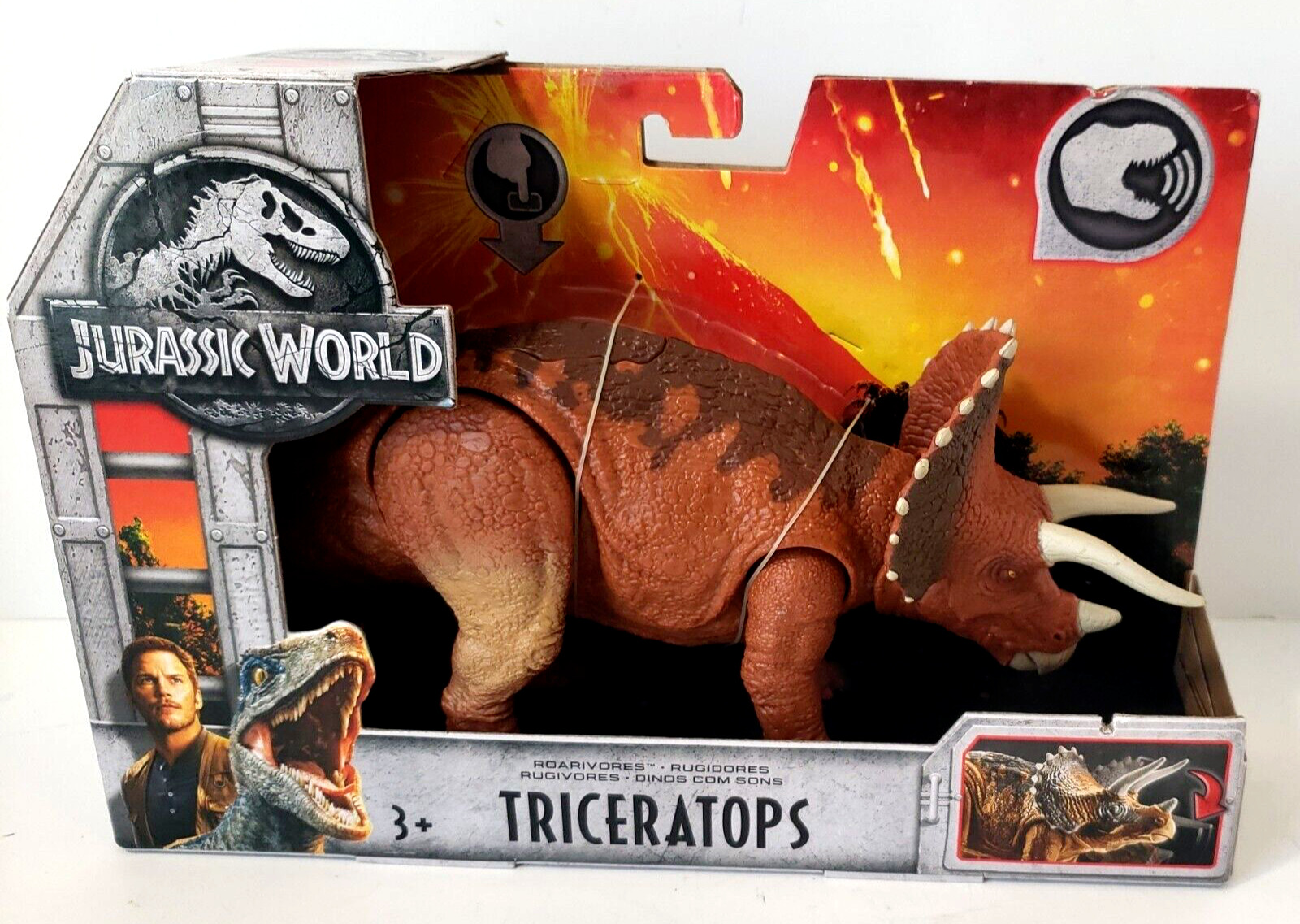 Jurassic World Triceratops Dinosaur Figure Sounds Roarivores 2018 Mattel