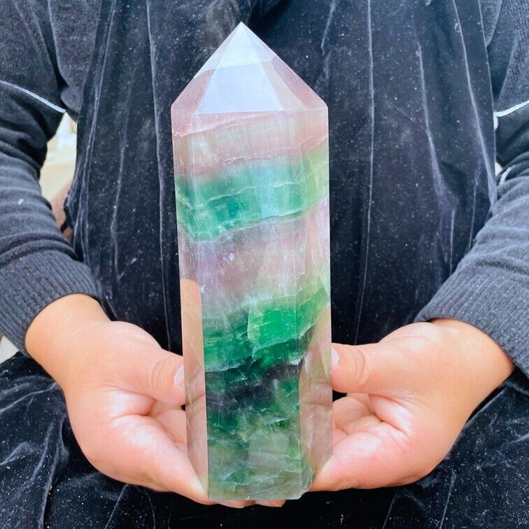 4.55LB Natural rainbow fluorite  Obelisk Crystal Mineral specimen Healing