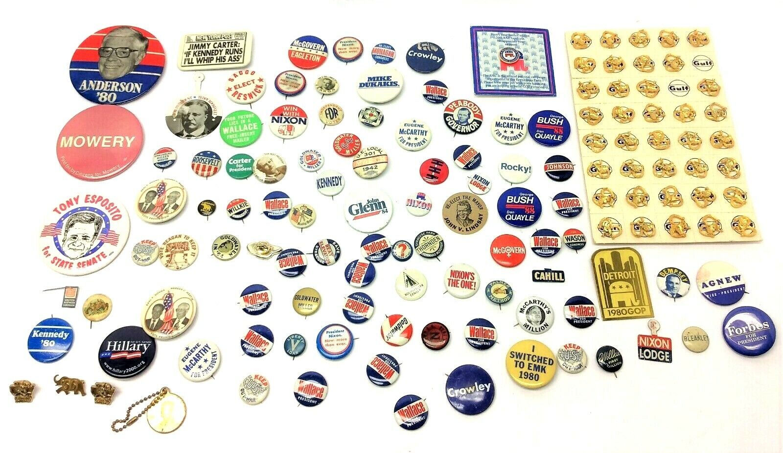 Large Mixed Lot Political Campaign Original & Repro Pins Pinbacks Kennedy Nixon