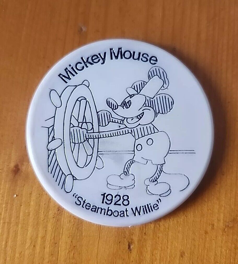 Vintage Disney Mickey Mouse Steamboat Willie 1928 Round Magnet