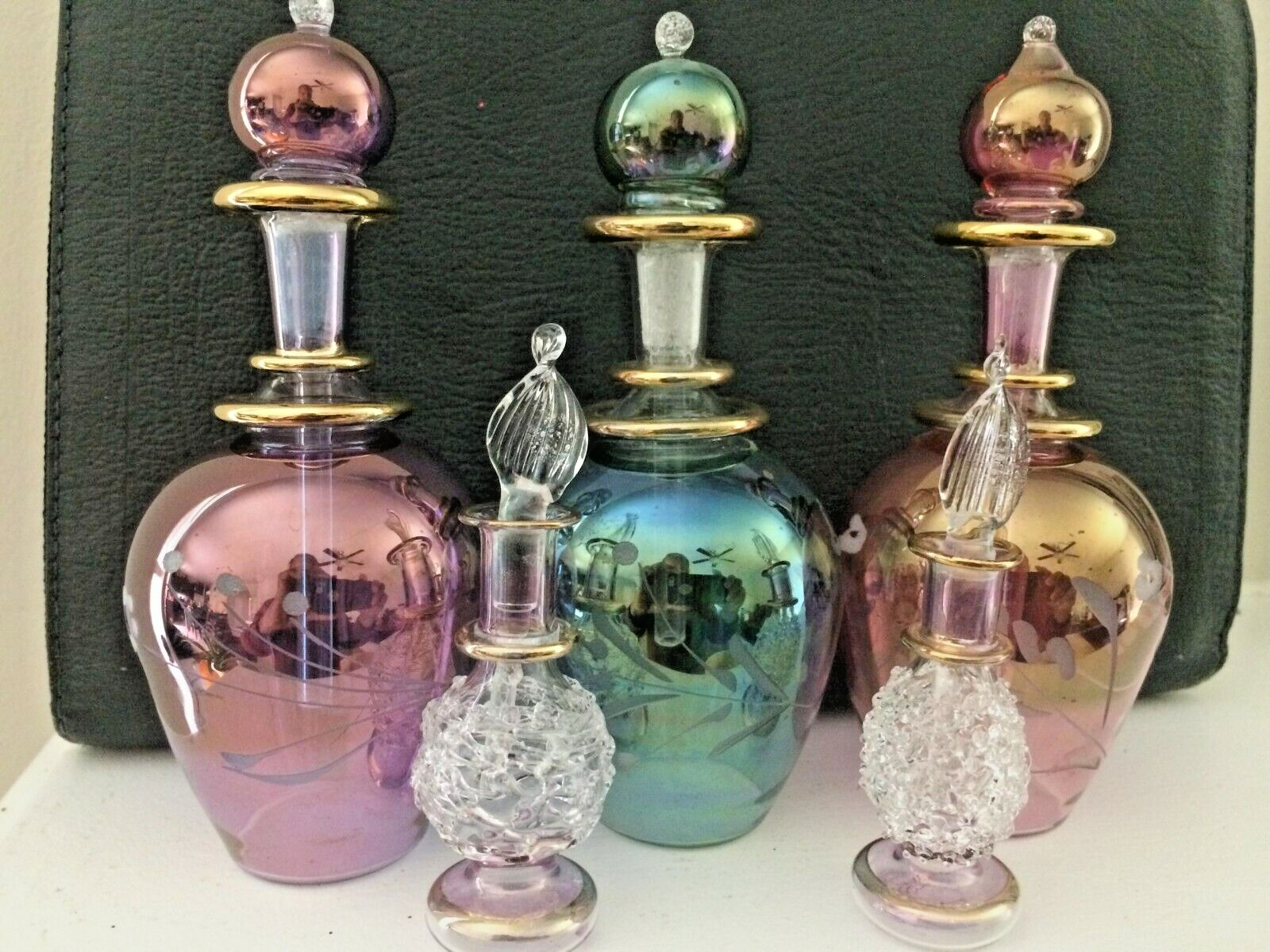 New Set of 5 Egyptian Perfume Bottles Pyrex Glass (Winter Collection)