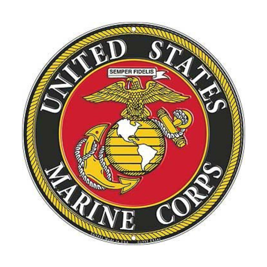 USMC United States Marine Corps Round Aluminum Sign 12-inch Official Licensed