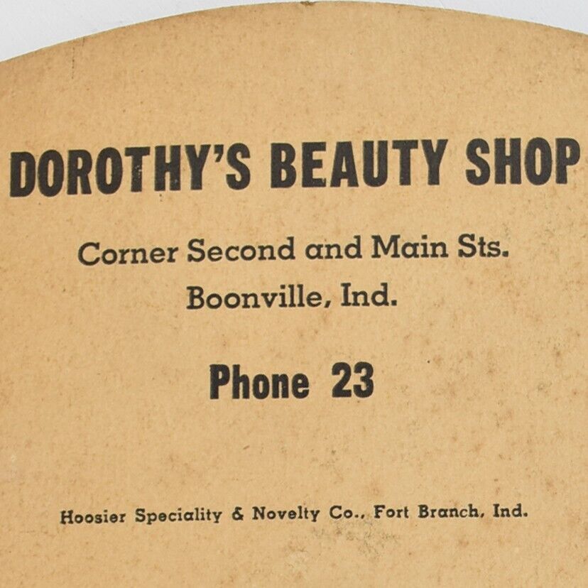 1920s Dorothy\'s Beauty Shop Store Boonville Boon Warrick County Indiana Hand Fan