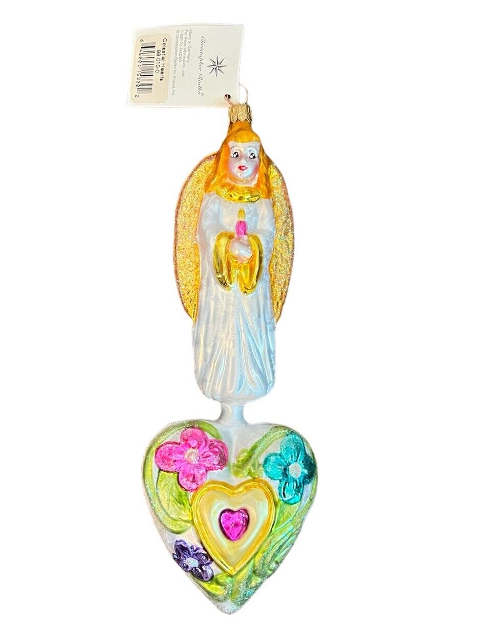 Christopher Radko Ornament Angel Celestial Hearts Germany Rare 1998 Hand Blown