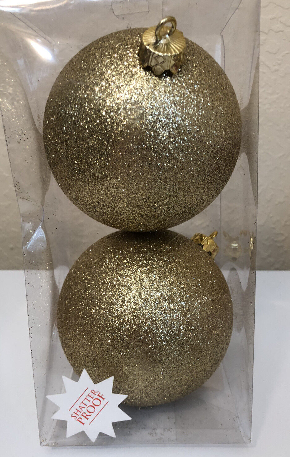 New Hobby Lobby XL Gold Glitter Set Of 2 Ornaments 7\