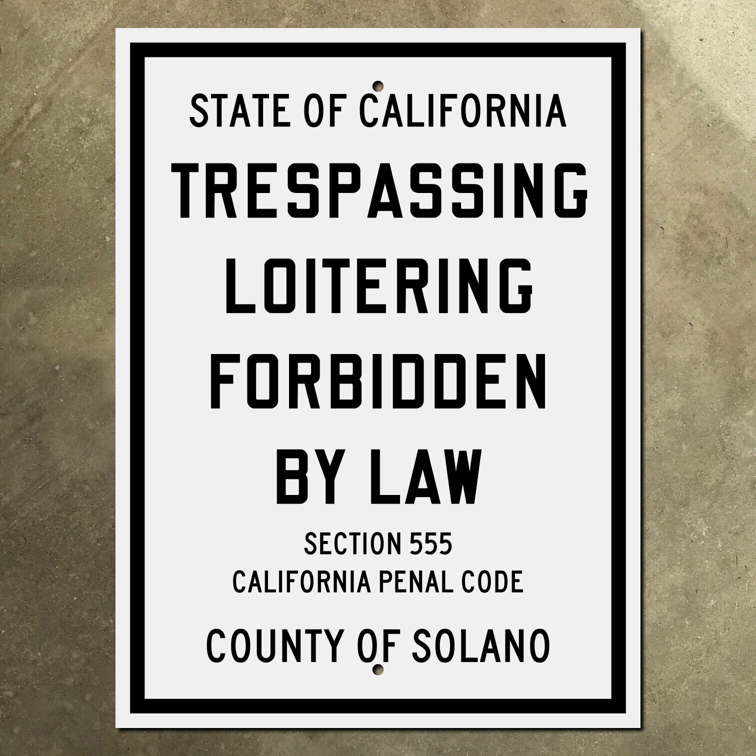 Solano County California NO TRESPASSING warning highway road sign 1950s 15x20