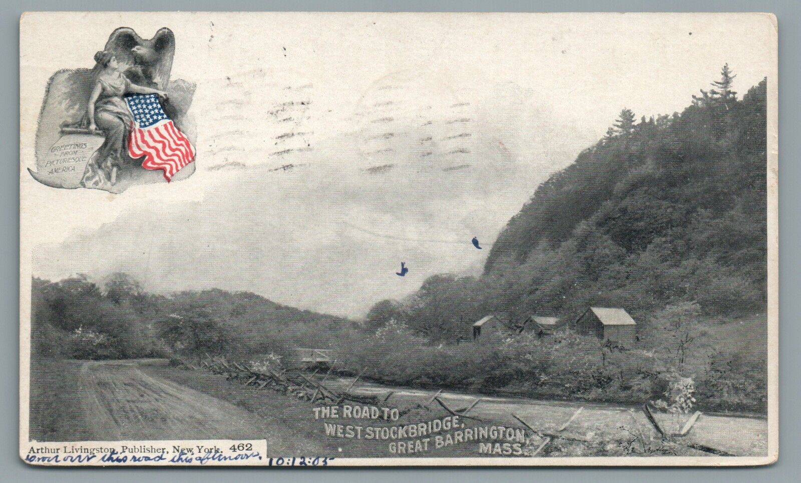 The Road To West Stockbridge Great Barrington Mass MA Vintage Postcard c1905